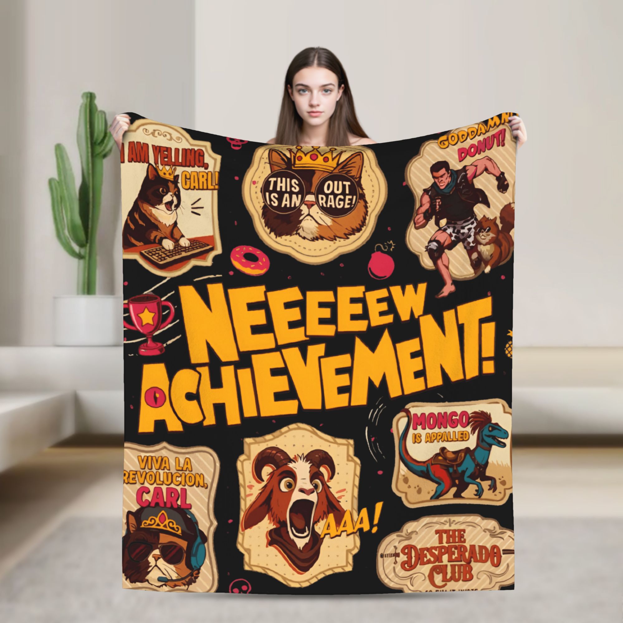 Kids Outdoor Gift Ideas - Couverture en peluche Donut Cat Dungeon