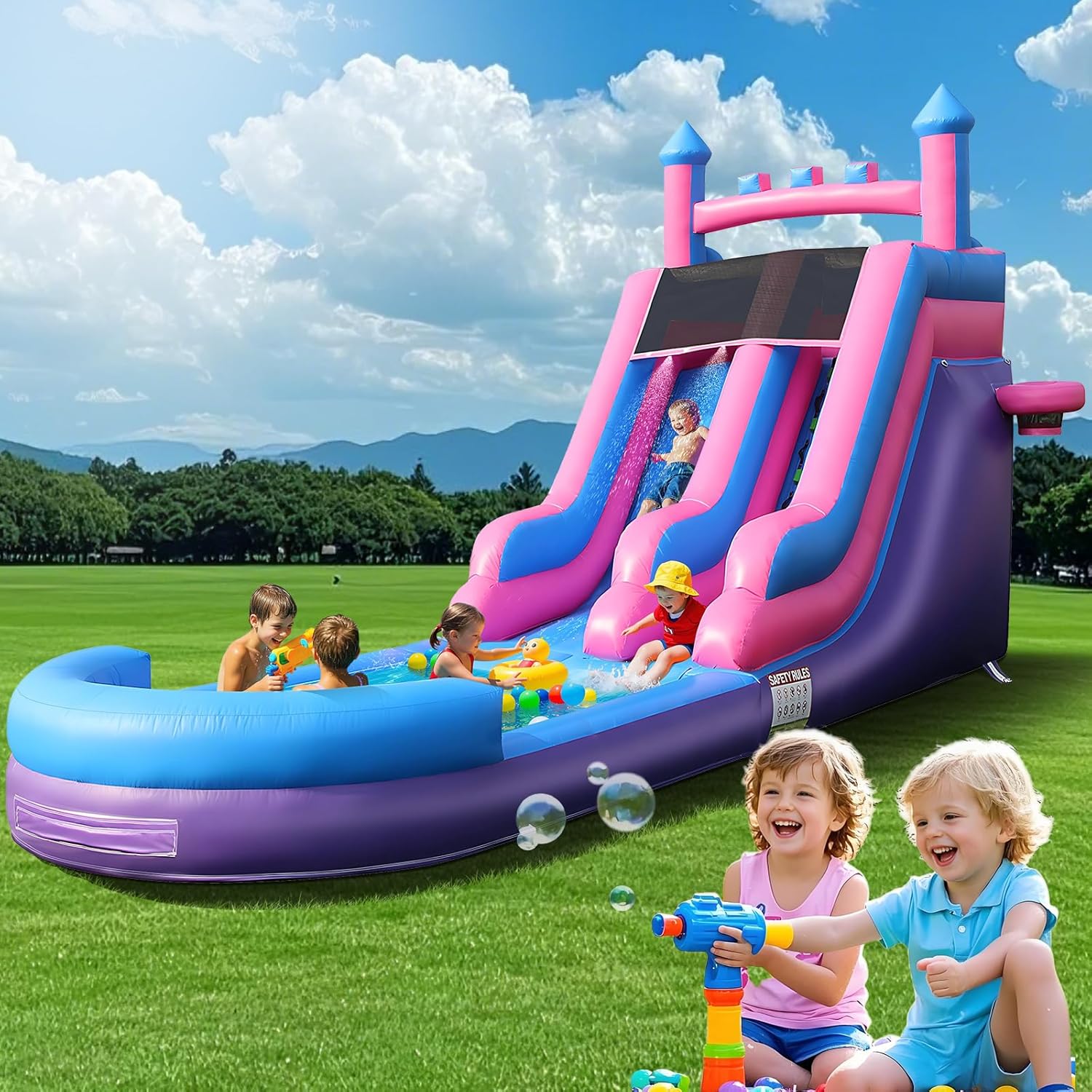 Kids Outdoor Pool - Toboggan aquatique gonflable robuste de 26,2