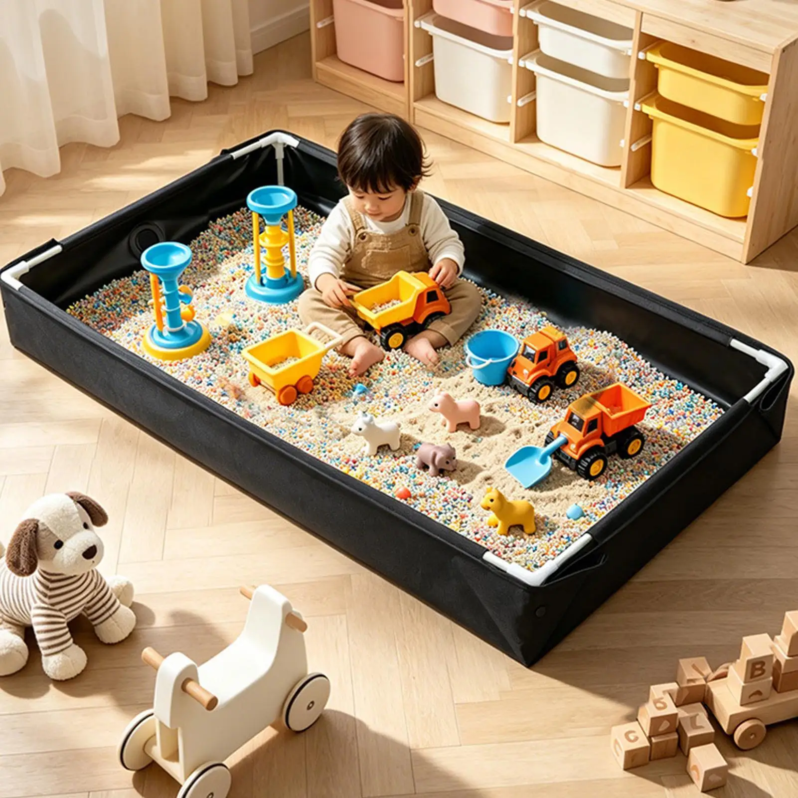 Kids Outdoor Sandbox - Bac à sable pliable pour jeux