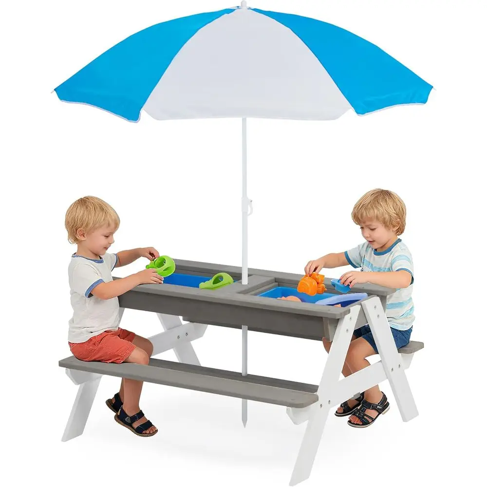 Kids Outdoor Play Table - Table de pique-nique en bois convertible