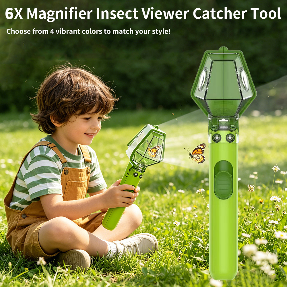 Kids Outdoor Nature Toys - Loupe 6X pour enfants, attrape-insectes, boîte